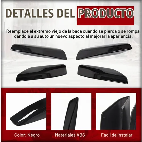 Vista 5 de ECOTRIC 4 piezas de cubierta de extremo de riel de techo compatible con Toyota 4Runner SW4 N210 2003-2009 negro cubierta de barra de riel de techo