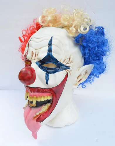 Vista 2 de Acid Tactical Máscara de payaso de Halloween aterradora con pelo para fiesta de disfraz de DIVILISH CLOWN