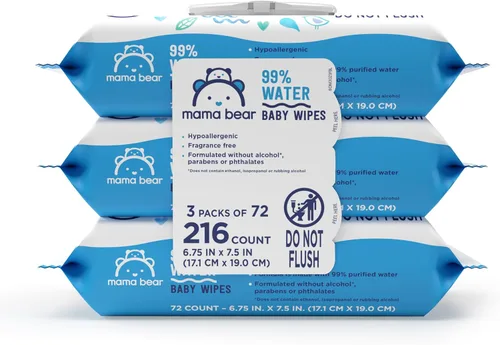 Vista 5 de Marca Amazon - Mama Bear Toallitas húmedas para bebé con 99% de agua, hipoalergénicas, sin fragancia, palet completo, 51840