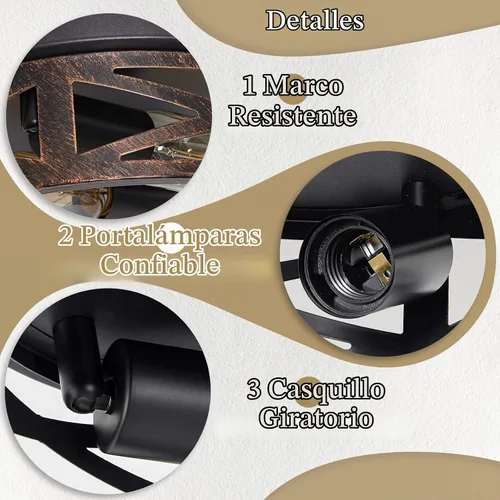 Vista 5 de SKEJAO Lámpara de techo de montaje empotrado, lámpara de techo vintage de metal negro de 2 luces, accesorios de iluminación retro rústicos