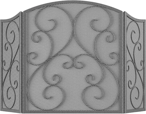 Vista 10 de Pantalla para chimenea Fire Beauty de 3 paneles, hierro forjado de metal, 121,9 cm (L) x 76,2 cm (H), cubierta protectora contra chispas (negro)