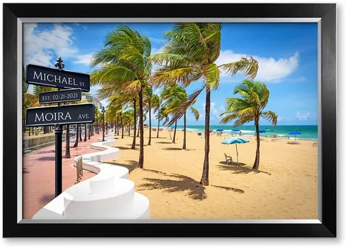 Vista 162 de IPIC - Personalized Framed Canvas with Custom Street Sign in Boston Personalized Street Signs with Names, Custom Canvas Print, Boston Sunset