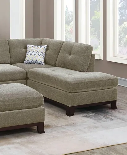 Vista 2 de Daesar Sofá seccional en forma de L con otomana, moderno sofá marrón claro Chenille muebles de sala de estar