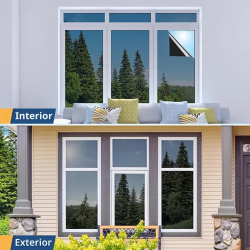 Vista 5 de rabbitgoo Película de Privacidad Unidireccional para Ventanas, Tinte de Ventana para el Hogar, Espejo Reflectante que Bloquea el Sol, Control