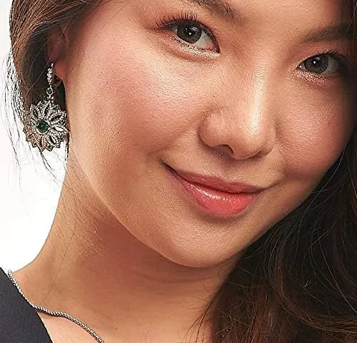 Vista 2 de ETHNIQ Platinum Plated Earrings - Danglers (266 Stones) - Women's Fashion Jewelry for All Events - Mother's Day, Graduation, Wedding, Present