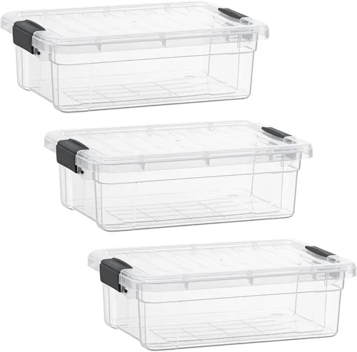 Vista 15 de Superio Contenedor de plástico transparente de 7.4 cuartos con tapa, no tóxico, sin BPA, sin olor, caja de almacenamiento organizadora, recipiente