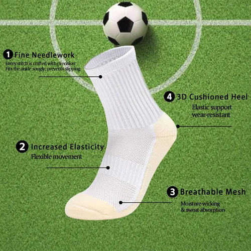 Vista 2 de Juego de 24 calcetines de fútbol con agarre juvenil con mangas de protección de espinilleras para niños y niñas 7-14 para fútbol y baloncesto
