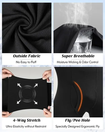Vista 4 de romision 2 Pack Thermal Underwear for Men Long Johns Fleece Lined Hunting Gear Bottom Top Set Base Layer Cold Weather XS-4XL