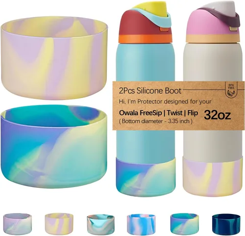 Vista 82 de WK IEASON 2 fundas de silicona para botella de agua Owala, base protectora para botella de agua Owala FreeSip Twist y Flip Flask accesorios para 3D