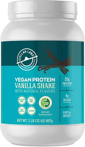 Vista 7 de Stellar Labs Proteína vegana en polvo con BCAA y antioxidantes Certificado bajo en FODMAP, sin OMG, sin gluten, sin soja, bajo en carbohidratos