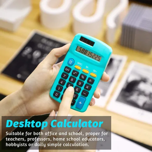 Vista 7 de Calculadora de función estudiantil de tamaño de bolsillo a granel, mini calculadora de batería solar básica colorida para Navidad, regalos