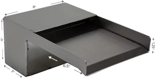 Vista 2 de Zanardi 8" Open parte superior Cascada Spillway Scupper para Características del agua, piscinas, Fountains – Acero inoxidable, 8