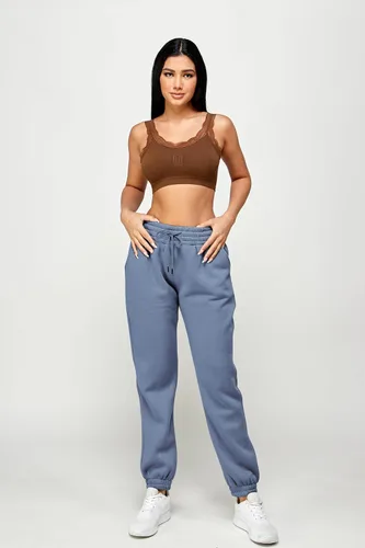 Vista 59 de IUUI Pantalones deportivos de cintura alta para mujer, con bolsillos, de algodón, holgados, atléticos