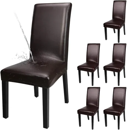 Vista 36 de Fundas para silla de comedor Yisun, fundas elásticas para silla de comedor, funda protectora para silla de comedor, mezcla de poliéster, Beige