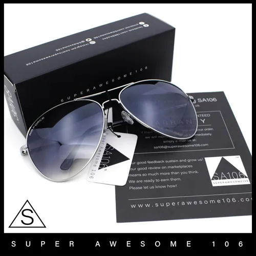 Vista 9 de SA106 Airforce - Gafas de sol clásicas de gran tamaño con borde de metal para hombre