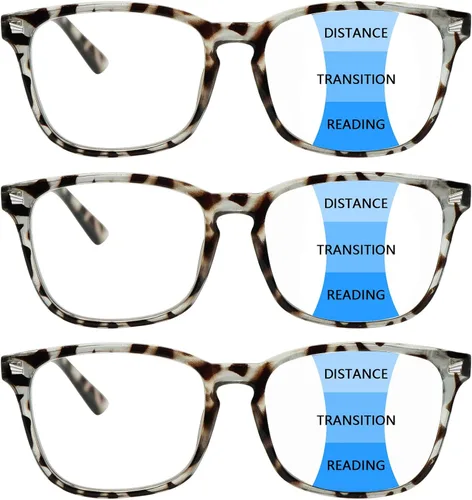 Vista 12 de Paquete de 3 gafas de lectura progresivas multifocales con bloqueo de luz azul para mujeres y hombres, gafas de computadora con bisagra de resorte 3