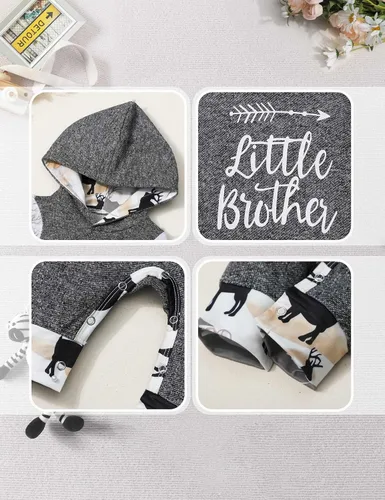 Vista 6 de Ropa de bebé niño, estampado de letras de manga larga mameluco ropa de bebé para niño