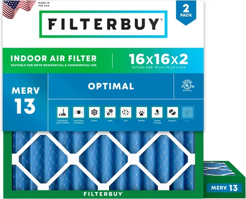 Vista 74 de Filterbuy Filtro de aire MERV 13 de 8 x 14 x 1 pulgadas, protección óptima contra el humo y la alergia (paquete de 2), filtros electrostáticos