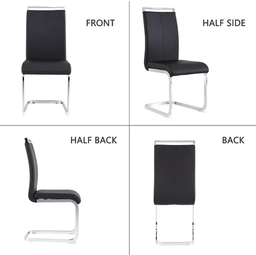 Vista 5 de gopop Juego de sillas de comedor, sillas modernas de metal con asiento acolchado de piel sintética, respaldo alto y patas cromadas resistentes