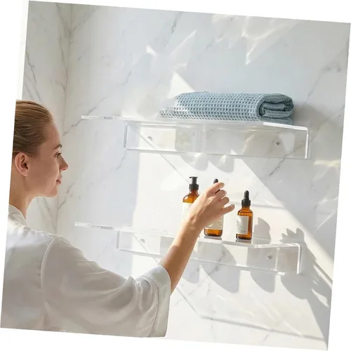 Vista 7 de ULTECHNOVO Estante de acrílico para pared, 2 estantes flotantes de acrílico, estante de pared transparente, ahorro de espacio, organizador flotante