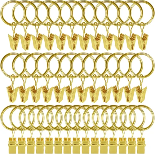 Vista 37 de WeeksEight Paquete de 44 anillos de cortina negros con clips, ganchos de cortina, ganchos de clip para colgar cortinas, lazos, sombreros, anillos