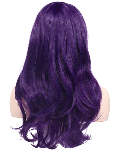 Vista 24 de Morvally - Peluca de cabello sintético lacio y ondulado con flequillo, 23 pulgadas de largo, resistente al calor, para Cosplay, disfraz de Halloween