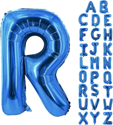 Vista 60 de Globos de letras azules de 40 pulgadas, globo grande del alfabeto de aluminio de Mylar para decoración de cumpleaños, boda, aniversario, graduación