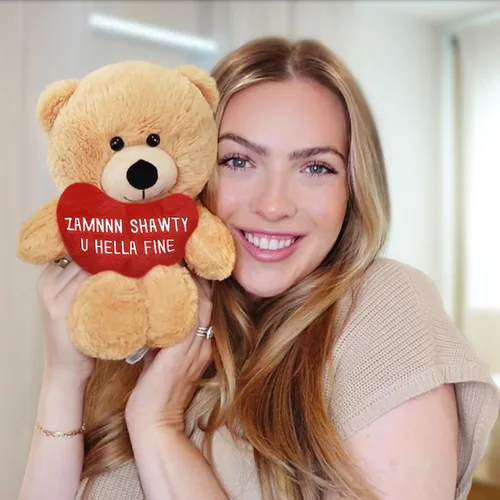 Vista 2 de Zamnnn Shawty U Hella Fine - Divertido regalo de oso de peluche Witty de 10 pulgadas y bolsa de regalo, para novia, novio, mejor amigo, cumpleaños