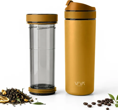 Vista 9 de VIVA Recharge - Vaso de té con infusor, botella de viaje, 16 onzas, color Azul