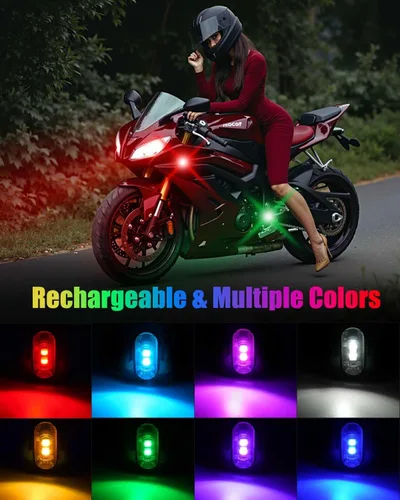 Vista 3 de Luces estroboscópicas LED inalámbricas con control remoto, luces de advertencia anticolisión recargables por USB, impermeables, luces LED