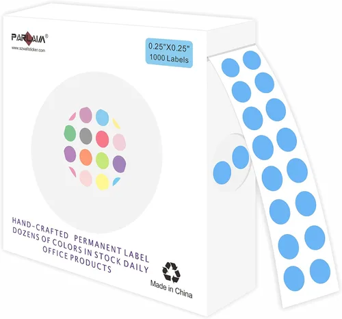 Vista 35 de PARLAIM Calcomanías de punto de código de color de 0.25 pulgadas, 1000 calcomanías de codificación en rollo para oficina, aula de estudiantes, Agua