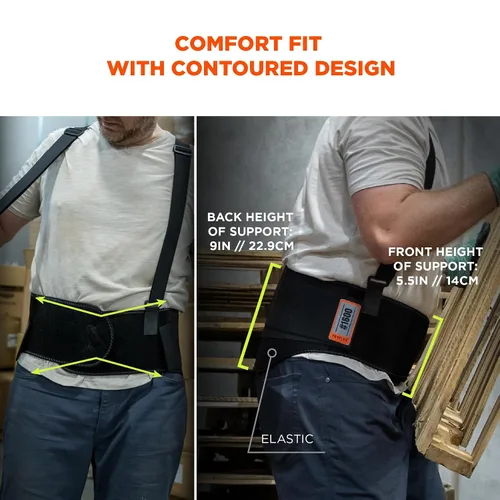 Vista 4 de Ergodyne ProFlex, faja lumbar estándar elástica (negra)