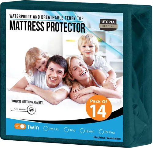 Vista 56 de Utopia Bedding – Protector impermeable de colchón tamaño individual, funda de colchón de terry premium de 200 GSM, transpirable, estilo ajustado