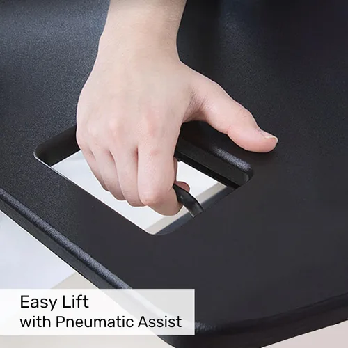 Vista 5 de X-Elite Pro - Convertidor de escritorio de esquina de 40 pulgadas con elevación neumática, elevador ajustable para sentarse a pie, escritorios
