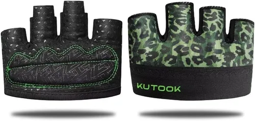 Vista 11 de KUTOOK Guantes de entrenamiento para levantamiento de pesas para hombres/mujeres, guantes de gimnasio con relleno XRD de 0.118 in, guantes parciales