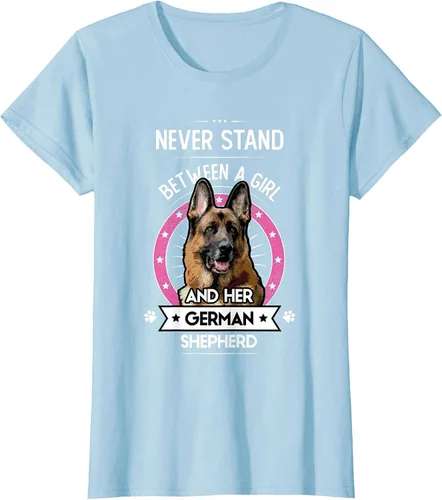 Vista 24 de Never Stand Between A Girl and Her German Shepherd T-Shirt Asphalt Grey