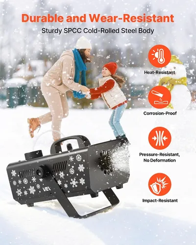 Vista 4 de VEVOR Máquina de nieve, 650 W, máquina de nieve falsa de mano o colgante, máquina de fabricación de nieve con mango portátil, fabricante de copos