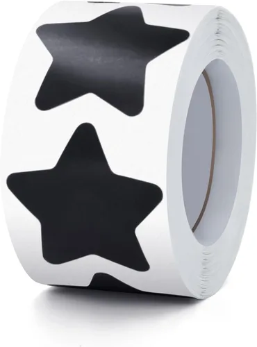 Vista 22 de Rollo de calcomanías de estrellas negras de 1 pulgada, autoadhesivas, impermeables, extraíbles, para niños, profesores, negocios, 500