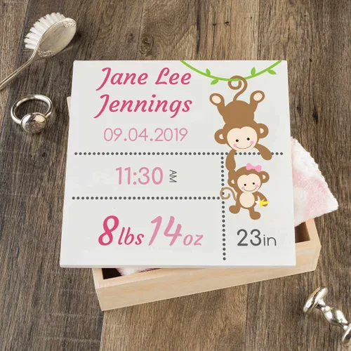 Vista 7 de DIBSIES Caja de recuerdos personalizada para bebé (grande, elefantes azules)