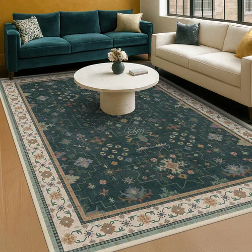 Vista 110 de Hazo Haus – Alfombra pequeña para entrada, cocina o baño, antideslizante con base de goma, resistente a las manchas y a la decoloración, diseño