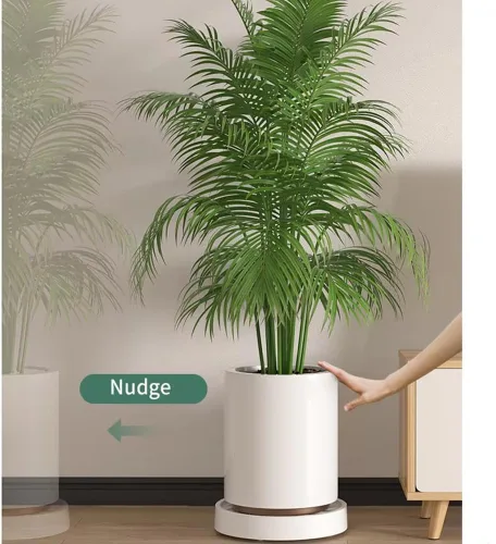 Vista 4 de Yiting Organizador resistente para plantas con ruedas, paquete de 2, soporte rodante de 11 pulgadas para plantas en maceta, plataforma rodante