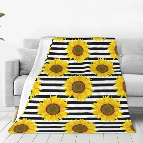 Vista 2 de Manta de girasol, suave, cálida, ligera, acogedora manta de felpa para cama, sofá, oficina, decoración de regalos para niños y mujeres, 80 x 60