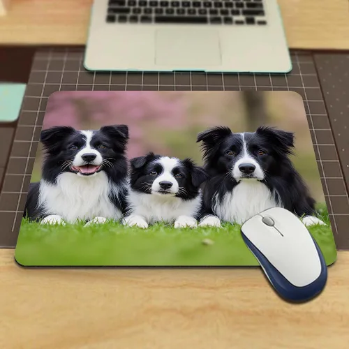 Vista 4 de Border Collie - Alfombrilla de mouse de goma antideslizante para computadoras, laptop, oficina, hogar, rectangular, personalizable, 9.5 x 7.9