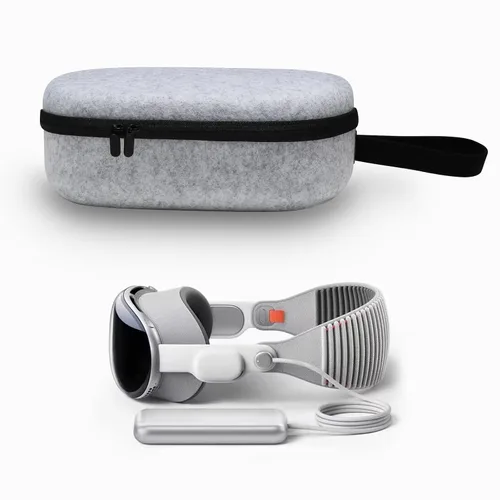 Vista 5 de Carrying Case Compatible for Apple Vision Pro, Hard Felt Case for VR Game Headset, Waterproof Shockproof Scratch Proof Protective Case for Apple