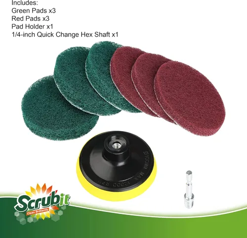Vista 9 de SCRUBIT Cepillo de taladro de limpieza eléctrica – Limpiador de tinas y azulejos de alta resistencia – Kit de cepillo de taladro incluye accesorio