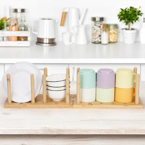 Vista 5 de Organizador de cajones de tablero de clavijas para cocina, organizadores de cajones de cocina para platos, platos, cuencos, condimentos, especias