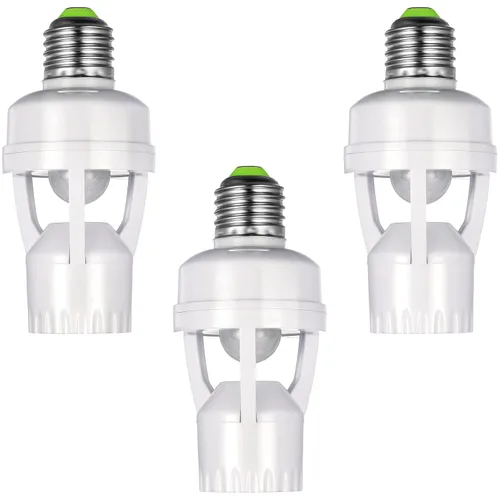 Vista 8 de Hortsun 3 tomas de luz con sensor de movimiento, enchufe inteligente de rosca compatible con E26/E27 con control de luz nocturna de encendido