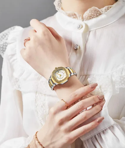Vista 2 de Relojes de mujer Moda Cuadrado Dial Acero Inoxidable Impermeable Fecha Diamante Damas Vestido Relojes de Pulsera