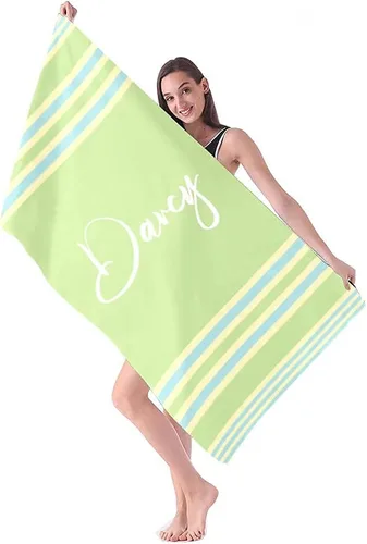 Vista 12 de Toalla de playa personalizada con nombres, toallas de playa personalizadas para adultos, mujeres y hombres, toallas de playa a rayas personalizadas