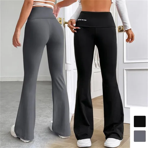Vista 2 de TRENIS Leggings micro acampanados para mujer, pantalones de cintura alta para yoga, gimnasio, deportes, pantalones de baile acampanados